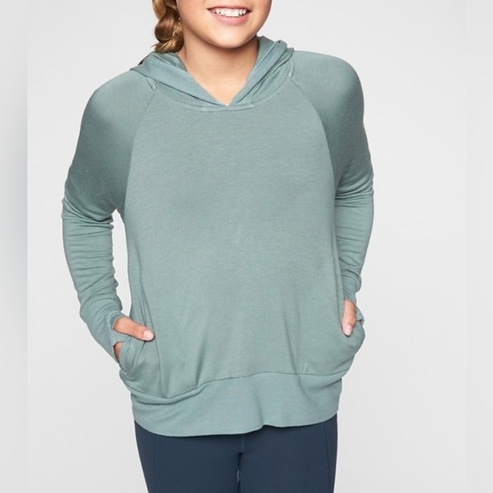 ATHLETA GIRL 14 OUTSIDE THE‎ BOX HOODIE lightweight layer sweatshirt thumbholes